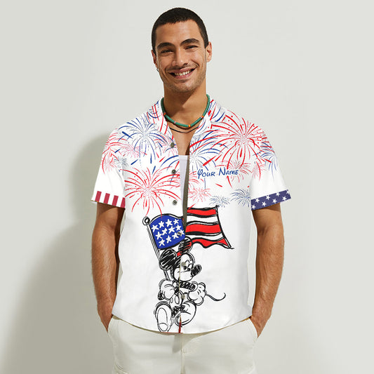 Stars, Stripes And Magic - Personalized Independence Day Mouse Hawaiian Shirt