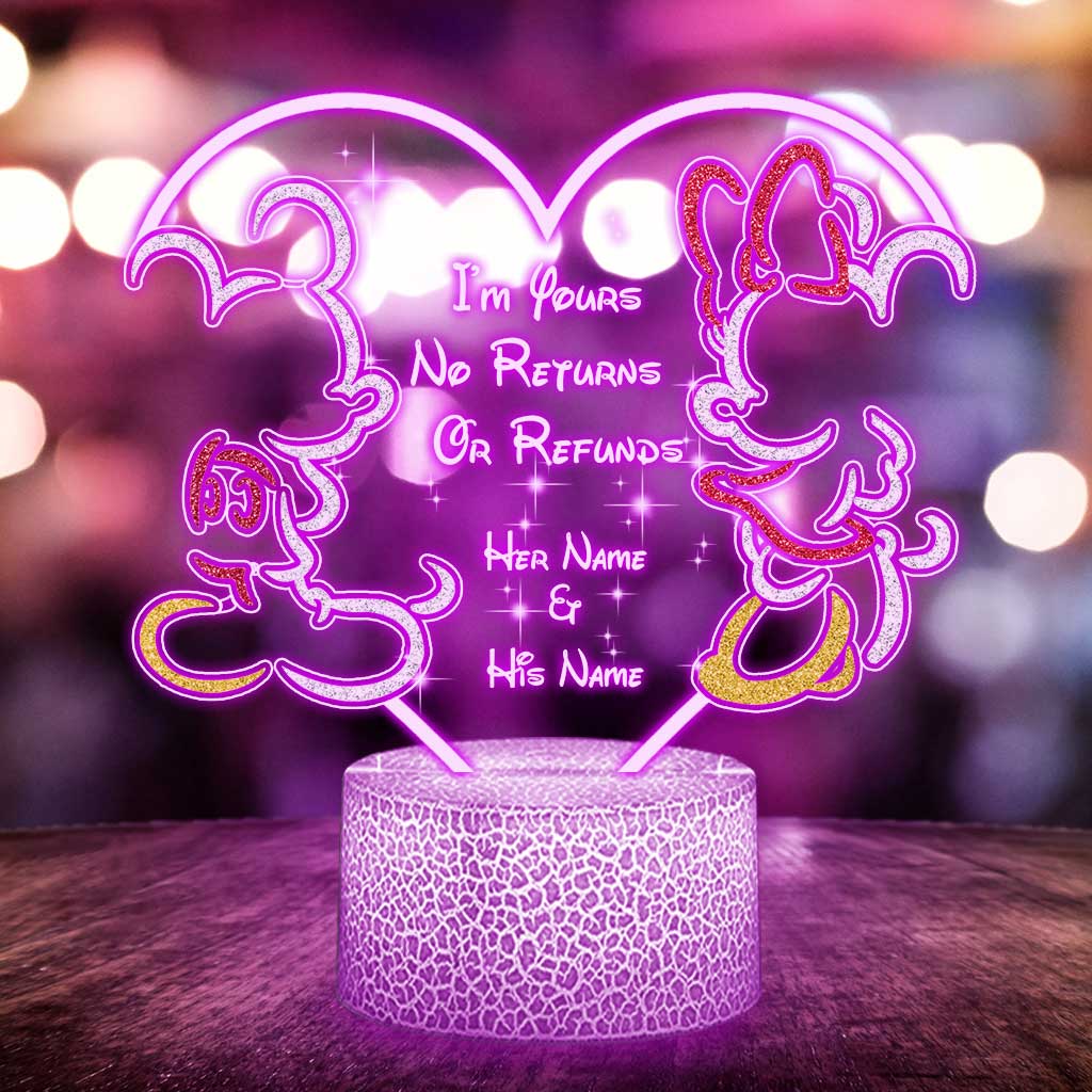 I’m Yours No Returns Or Refunds - Personalized Couple Mouse Shaped Plaque Light Base