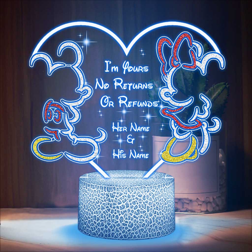 I’m Yours No Returns Or Refunds - Personalized Couple Mouse Shaped Plaque Light Base