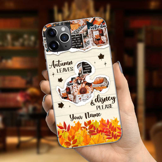 Autumn Leaves And Mouse Ears Please - Personalized Fall Mouse Phone Case