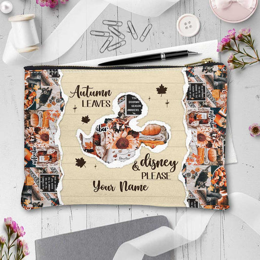 Autumn Leaves And Mouse Ears Please - Personalized Fall Mouse Pouch