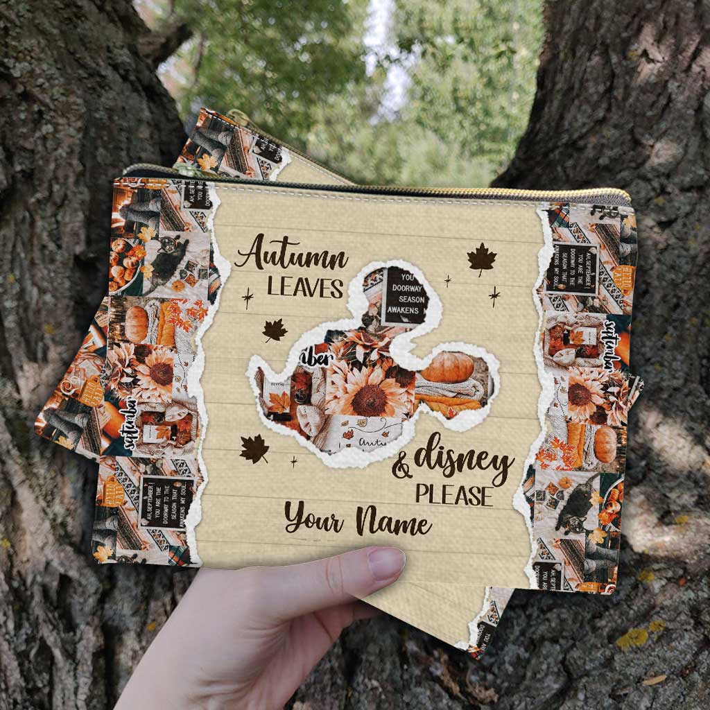 Autumn Leaves And Mouse Ears Please - Personalized Fall Mouse Pouch