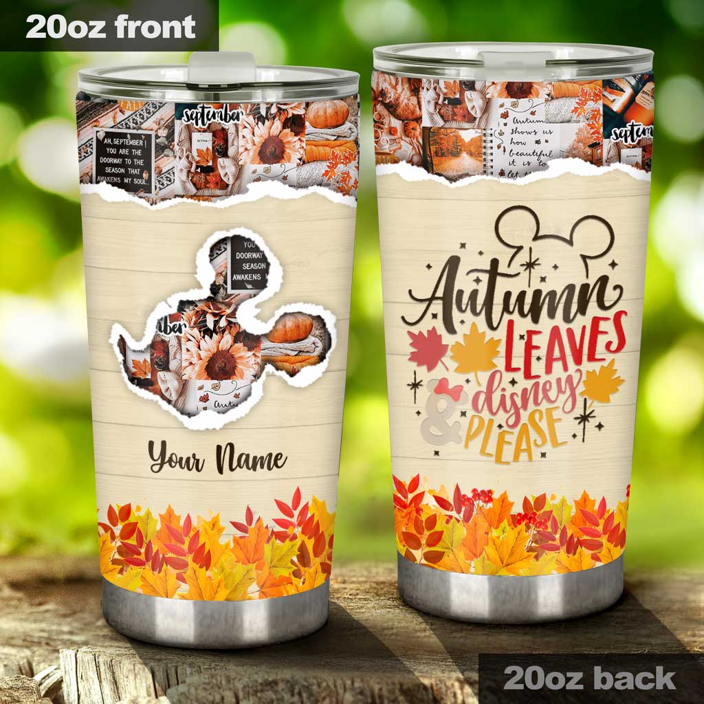 Autumn Leaves And Mouse Ears Please - Personalized Fall Mouse Tumbler