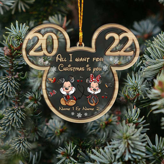 All I Want For Christmas - Personalized Christmas Mouse Layers Mix Ornament
