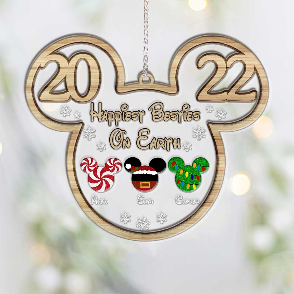 Happiest Besties On Earth - Personalized Christmas Mouse Layers Mix Ornament