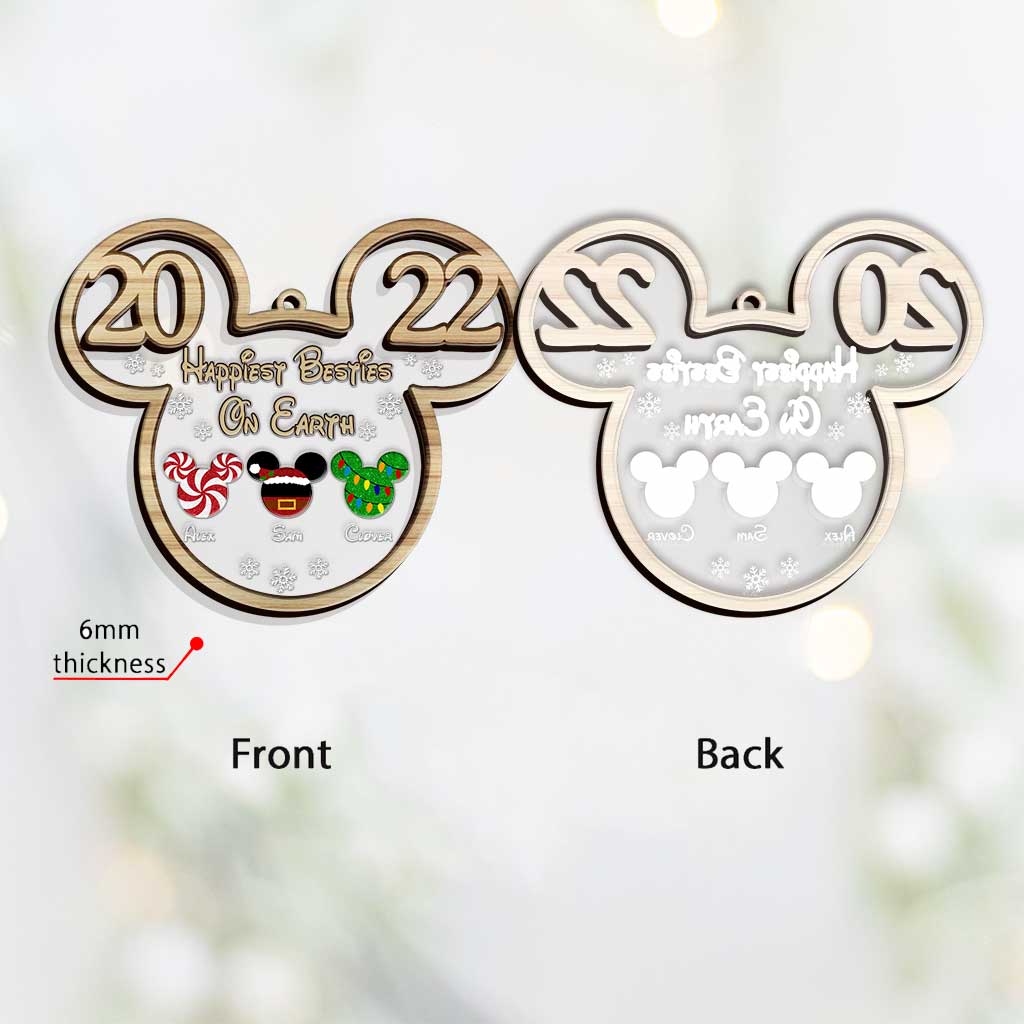 Happiest Besties On Earth - Personalized Christmas Mouse Layers Mix Ornament