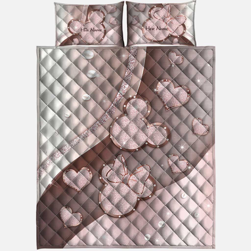 You & Me - Personalized Couple Mouse Quilt Set