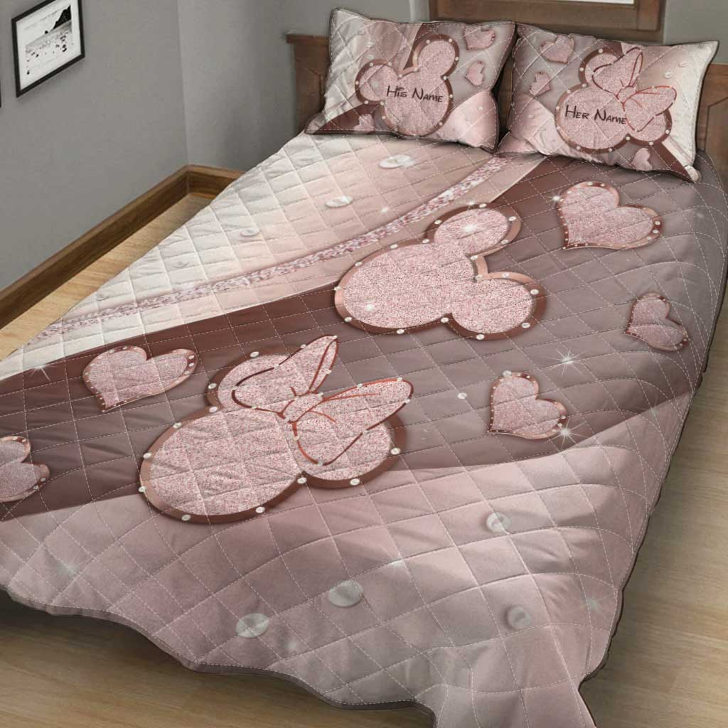 You & Me - Personalized Couple Mouse Quilt Set