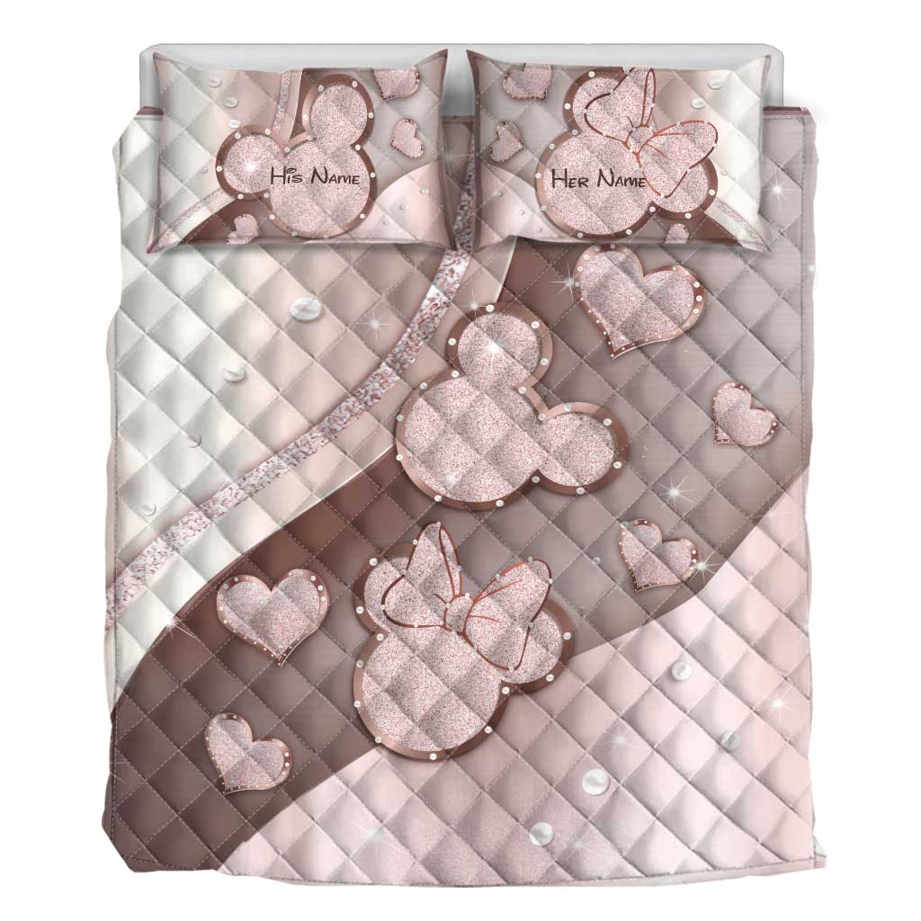 You & Me - Personalized Couple Mouse Quilt Set