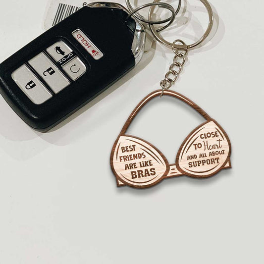Friends Are Like Bras Also Like Knickers - Personalized Bestie Keychain (Printed On Both Sides)