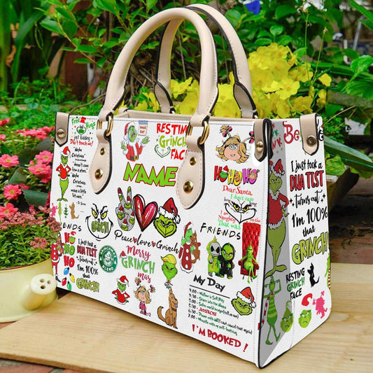 Merry Christmas - Personalized Christmas Stole Christmas Leather Handbag