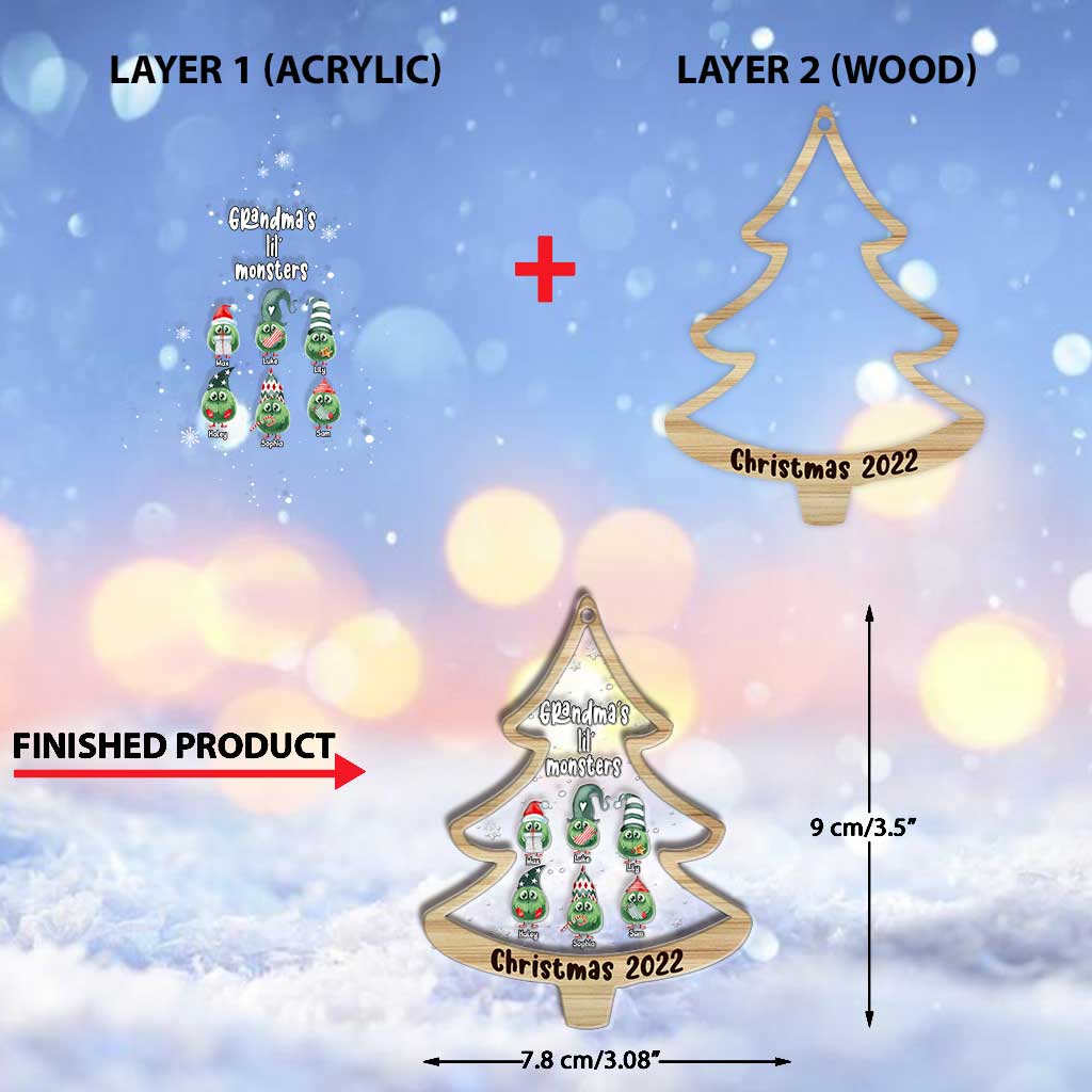 Grandma's Little Monsters - Personalized Christmas Grandma Layers Mix Ornament