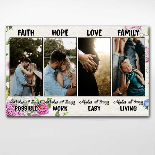 Faith Hope Love Family - Personalized Poster