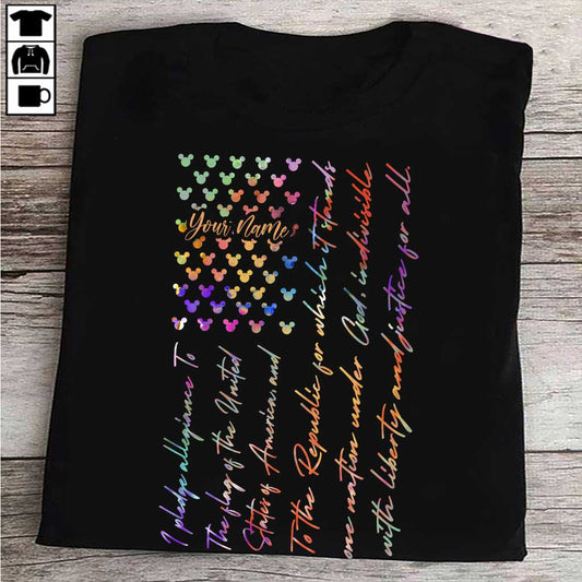 Mouse Ears Pledge Of Allegiance - Personalized Independence Day T-shirt and Hoodie