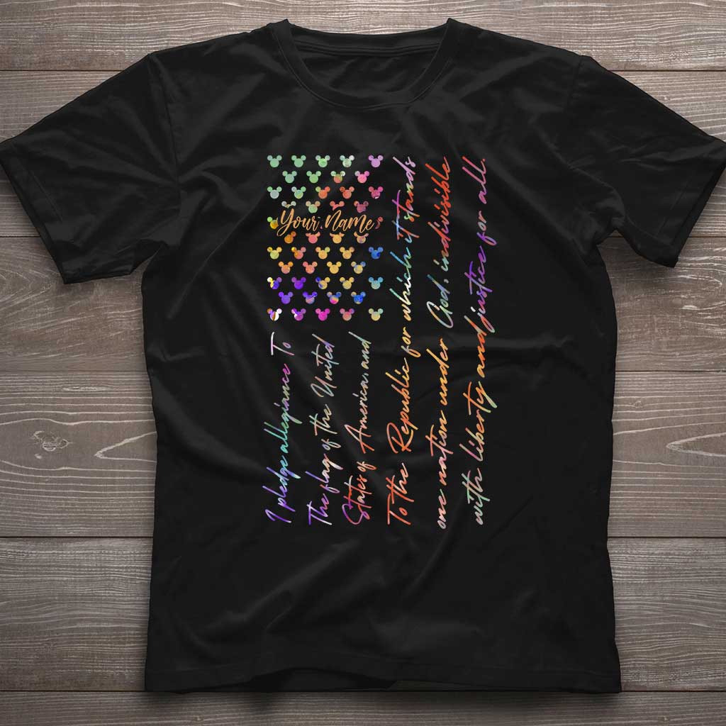 Mouse Ears Pledge Of Allegiance - Personalized Independence Day T-shirt and Hoodie