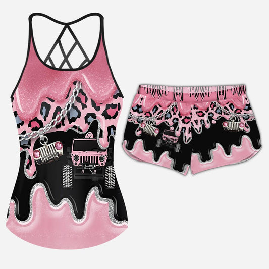 Black Pink Jp Girl - Car Cross Tank Top and Women Shorts