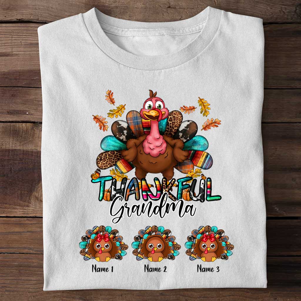 Thankful Grandma - Personalized Thanksgiving T-shirt and Hoodie
