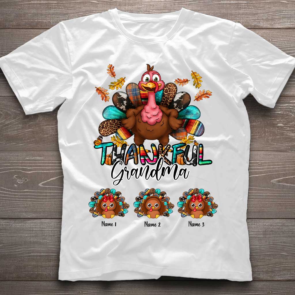 Thankful Grandma - Personalized Thanksgiving T-shirt and Hoodie