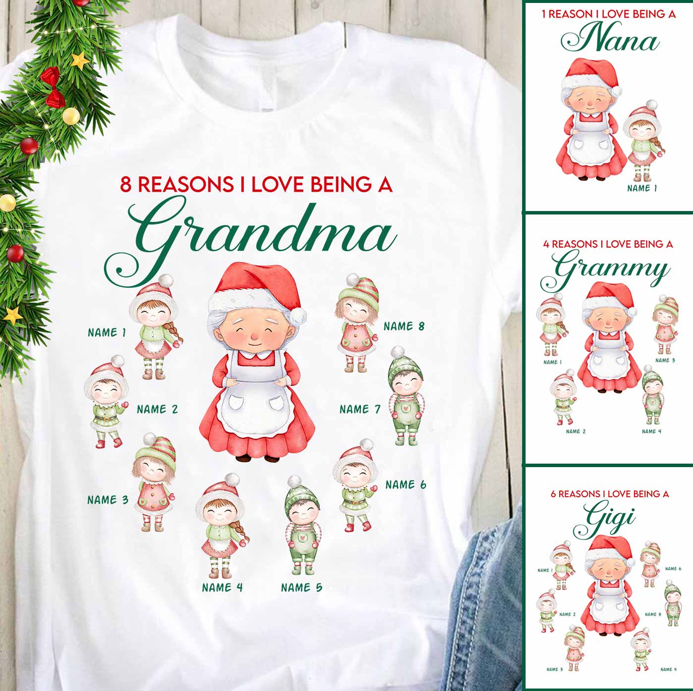 Reasons I Love Being A Grandma - Personalized Christmas Grandma T-shirt and Hoodie
