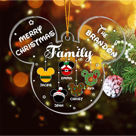 Merry Christmas - Personalized Christmas Mouse Transparent Ornament