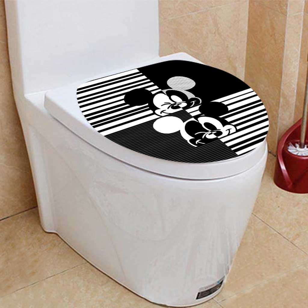 Magic Black And White - Mouse Bathroom Curtain & Mats Set