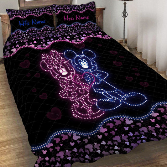 Mouse Ears Couple - Personalized Mouse Quilt Set