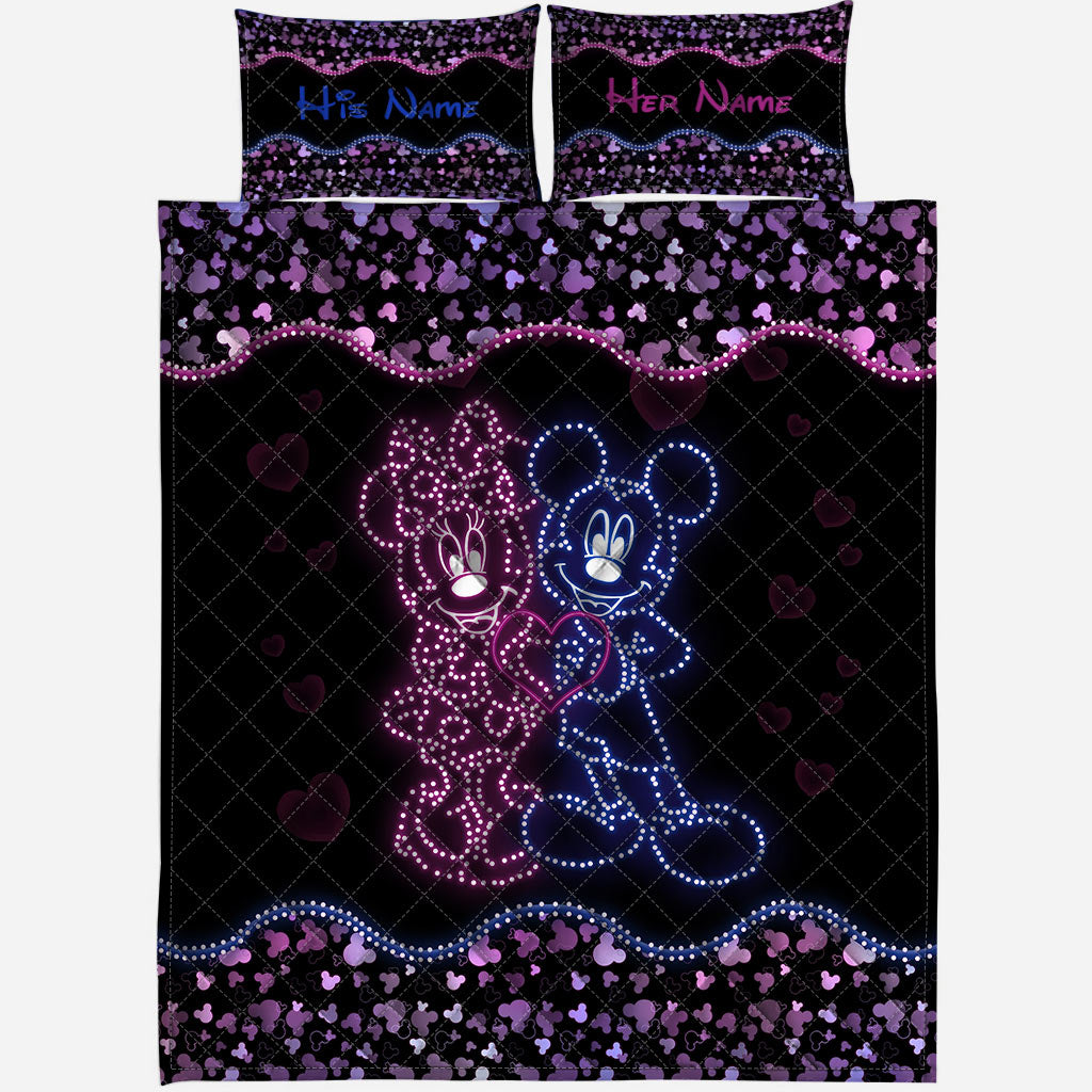 Mouse Ears Couple - Personalized Mouse Quilt Set