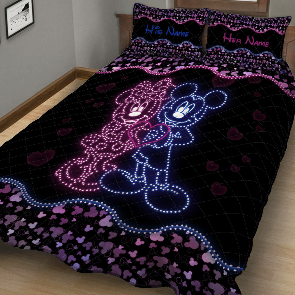 Mouse Ears Couple - Personalized Mouse Quilt Set