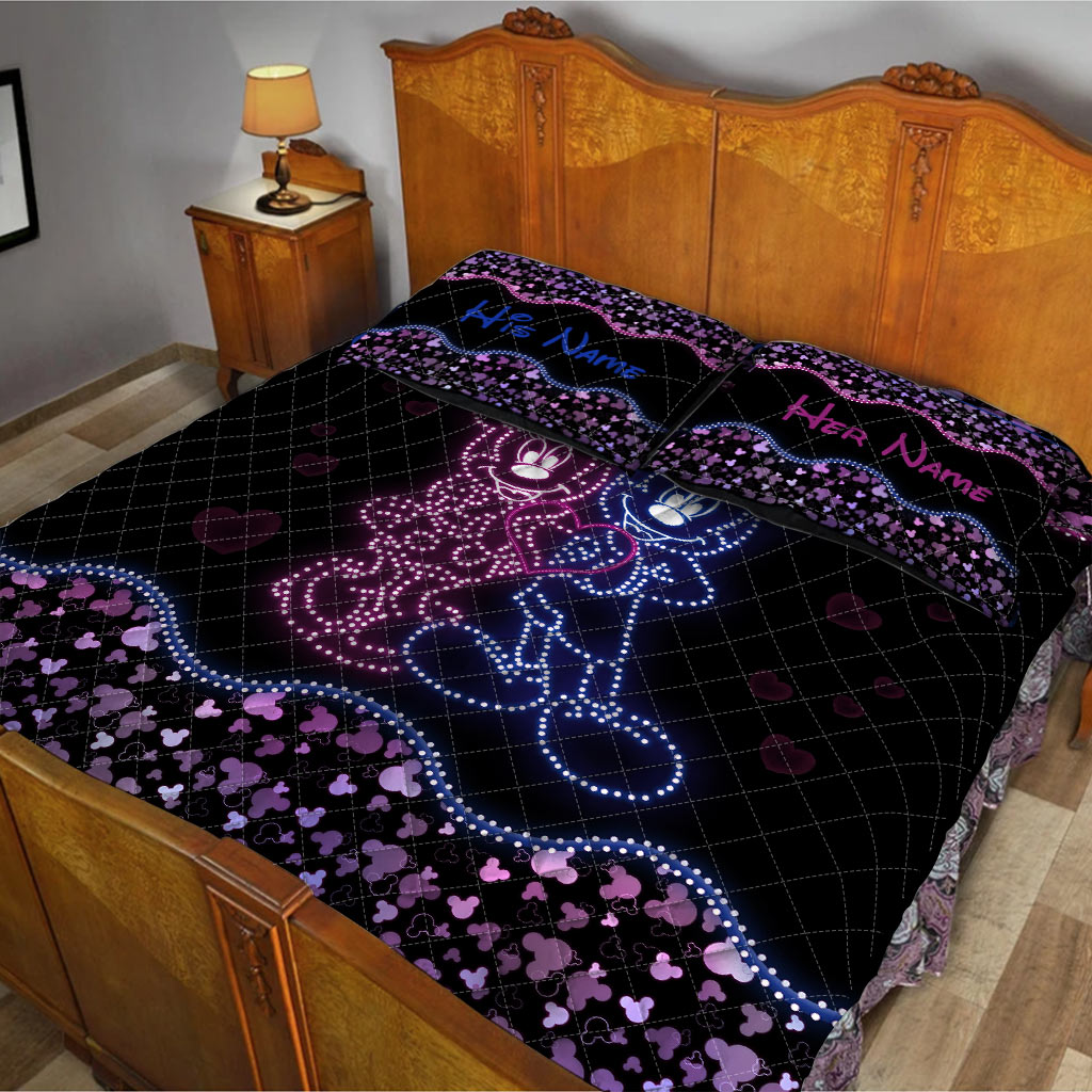 Mouse Ears Couple - Personalized Mouse Quilt Set