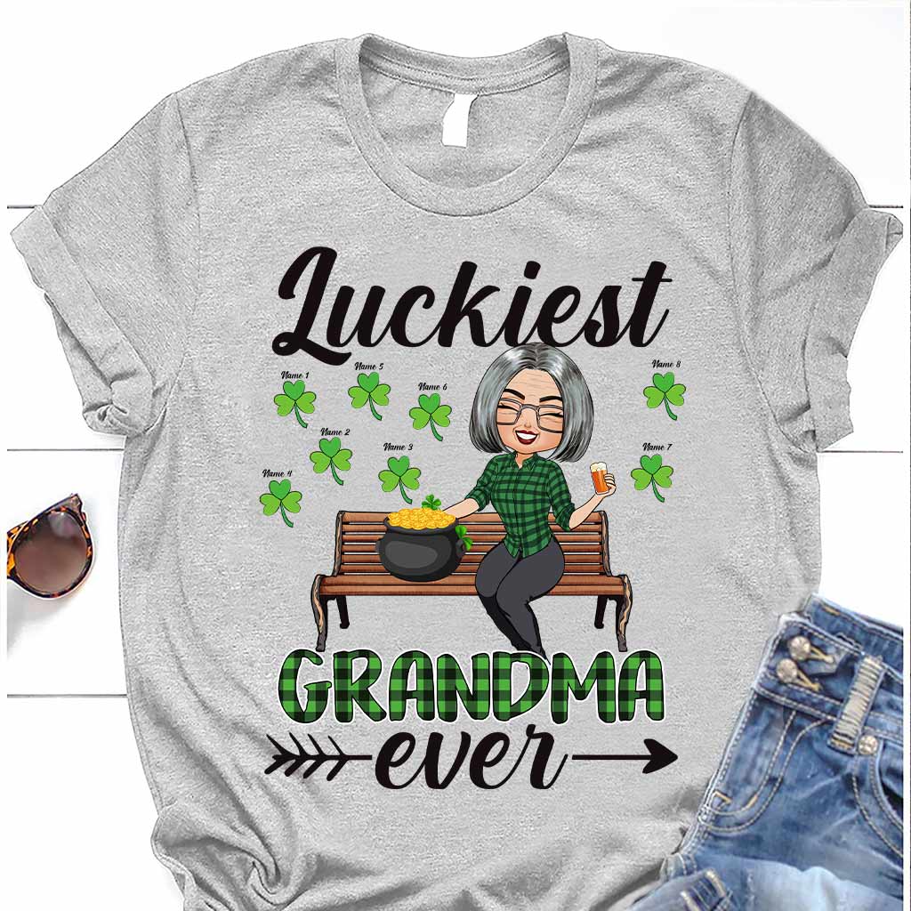 Luckiest Grandma Ever - Personalized St. Patrick's Day Grandma T-shirt and Hoodie