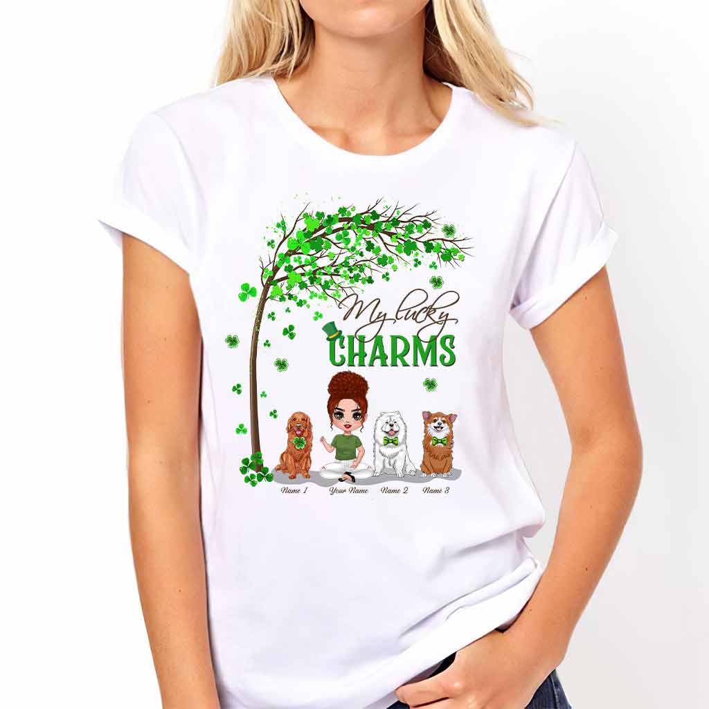 Patrick Day Irish Dogs And Girl - Personalized T-shirt and Hoodie