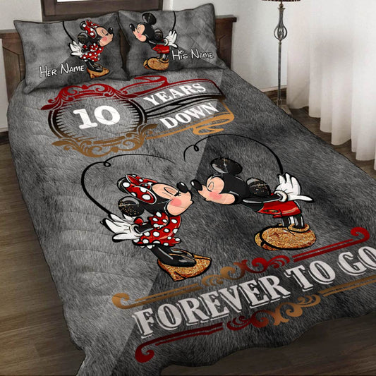 Forever To Go - Personalized Couple Mouse Quilt Set