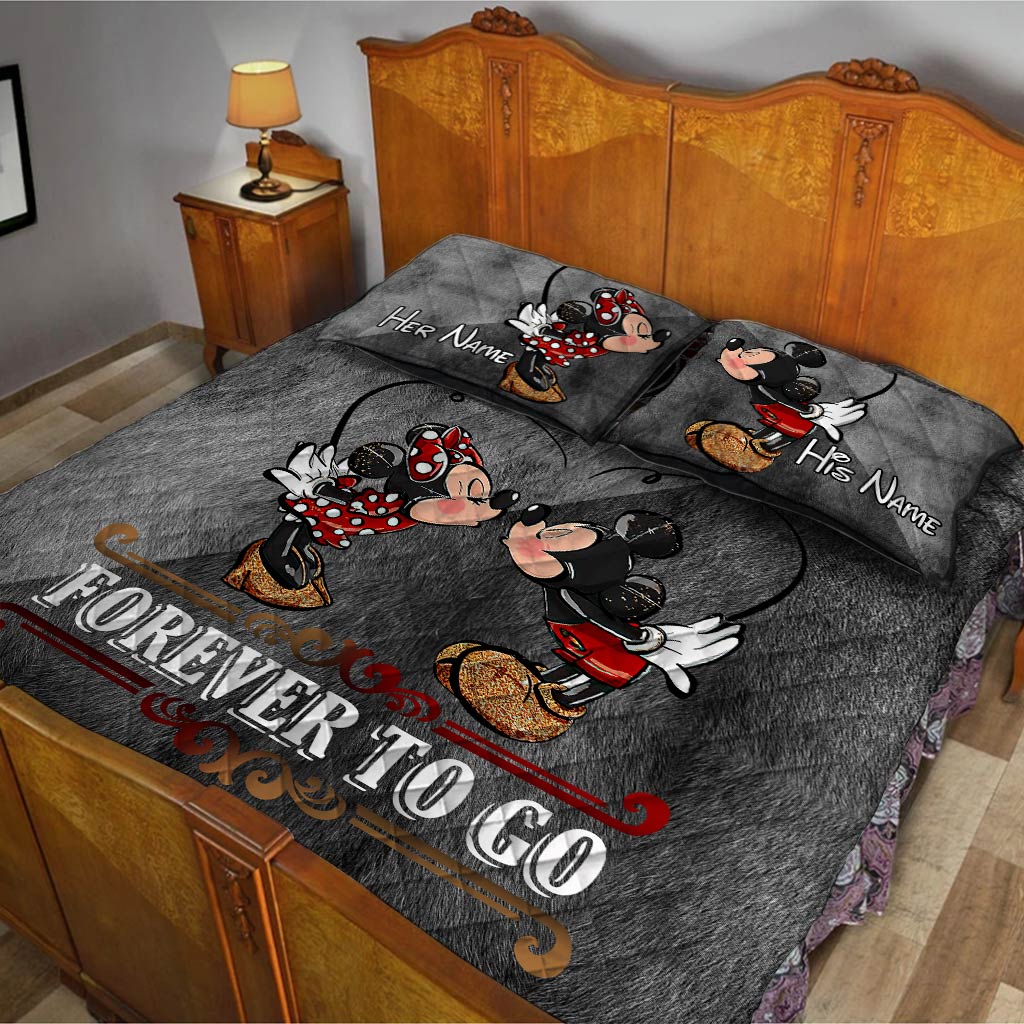 Forever To Go - Personalized Couple Mouse Quilt Set