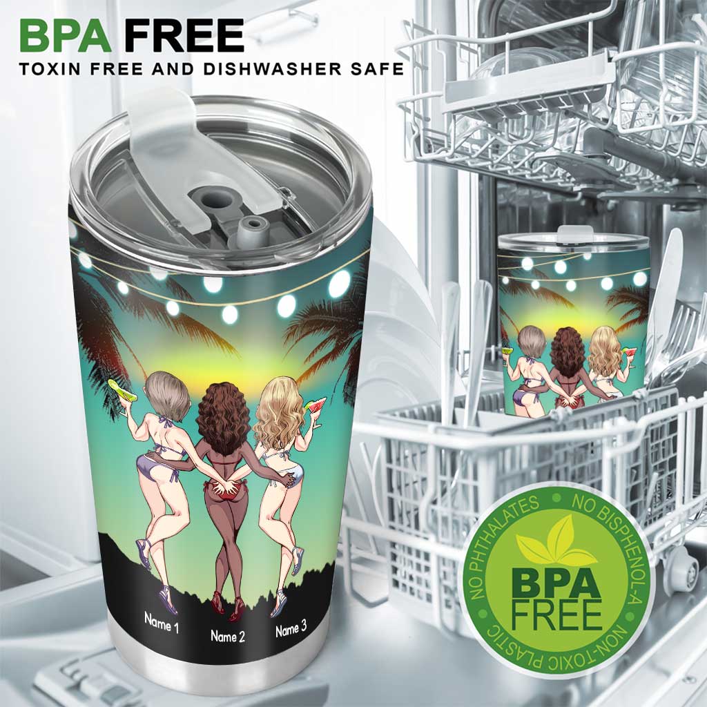 Beaches Booze And Besties - Personalized Bestie Tumbler