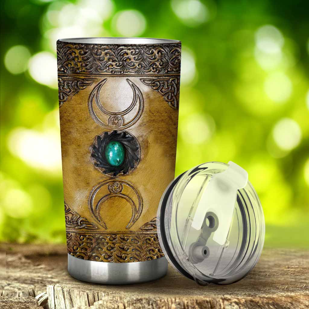 Triple Moon Third Eye Witch Leather Pattern Print  Tumbler