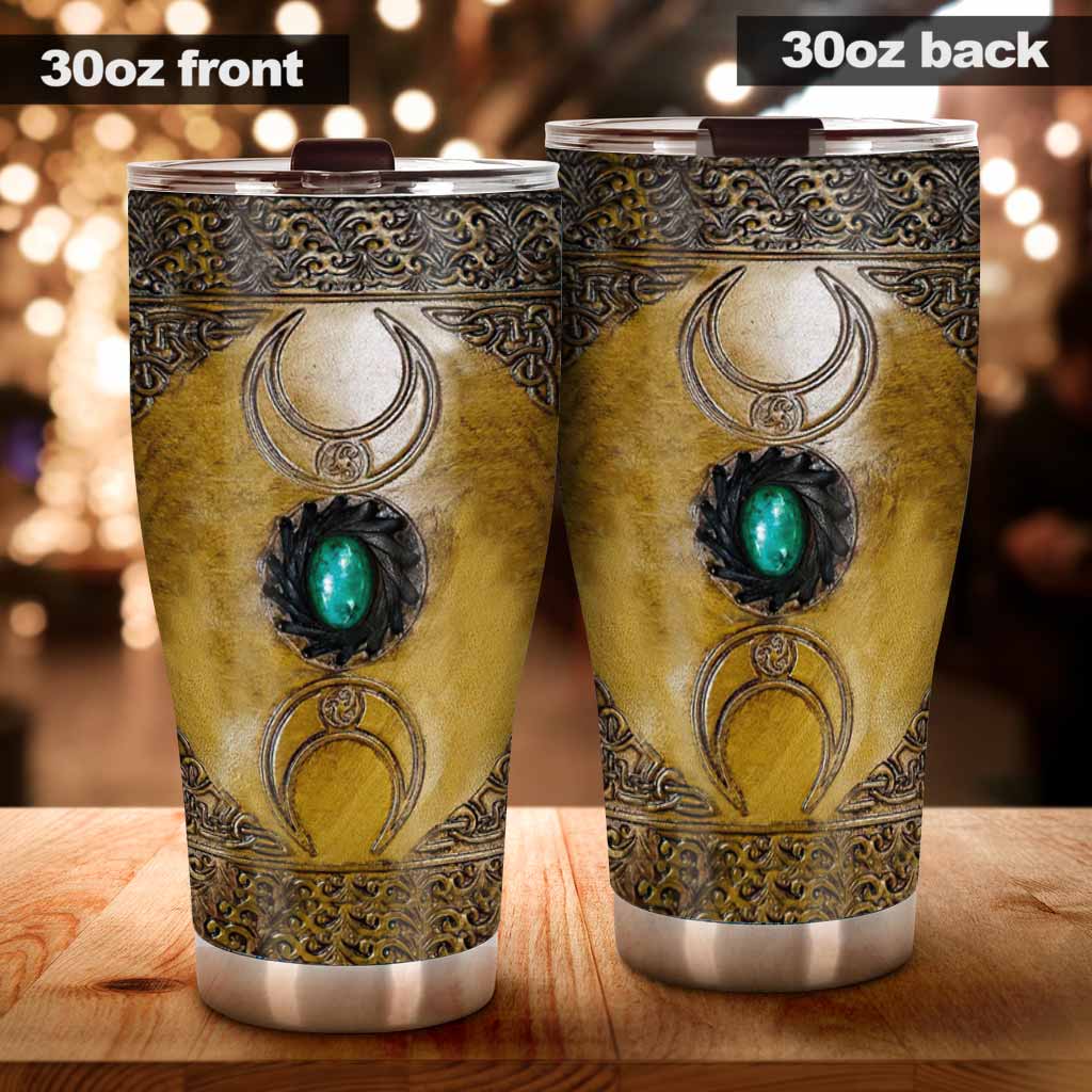 Triple Moon Third Eye Witch Leather Pattern Print  Tumbler