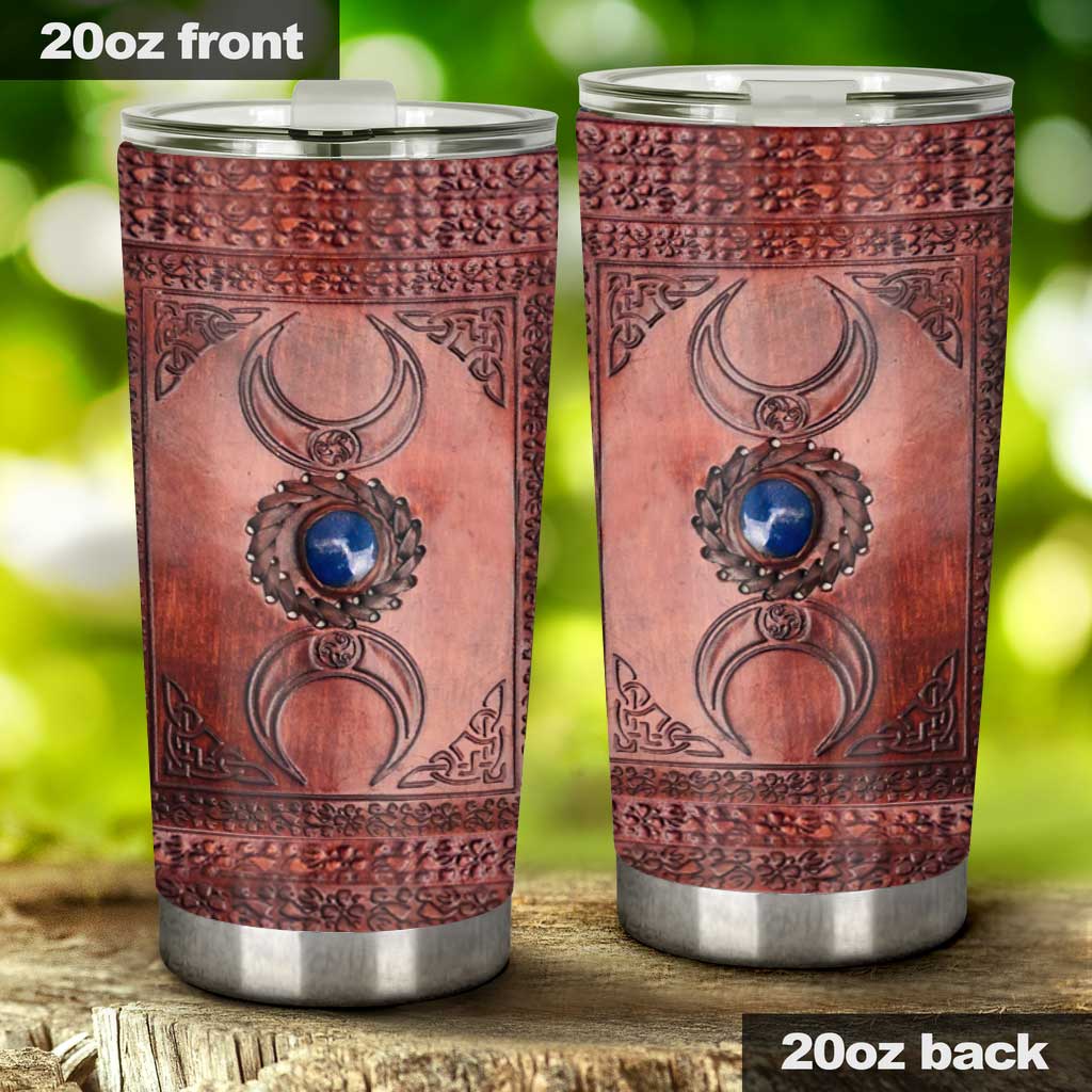 Triple Moon Third Eye Witch Leather Pattern Print Tumbler