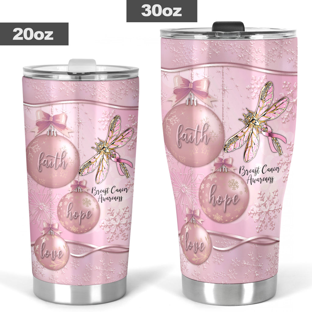 Faith Hope Love - Breast Cancer Awareness Tumbler With Metal Pattern Print 0622