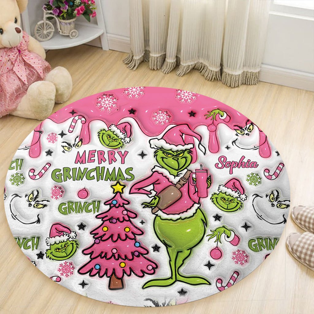 Merry Grinchmas - Personalized Stole Christmas Round Rug