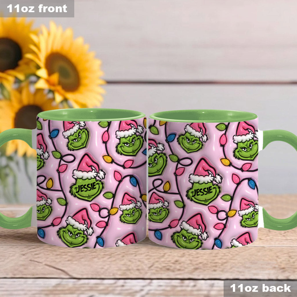 Green & Pink - Personalized Stole Christmas Accent Mug