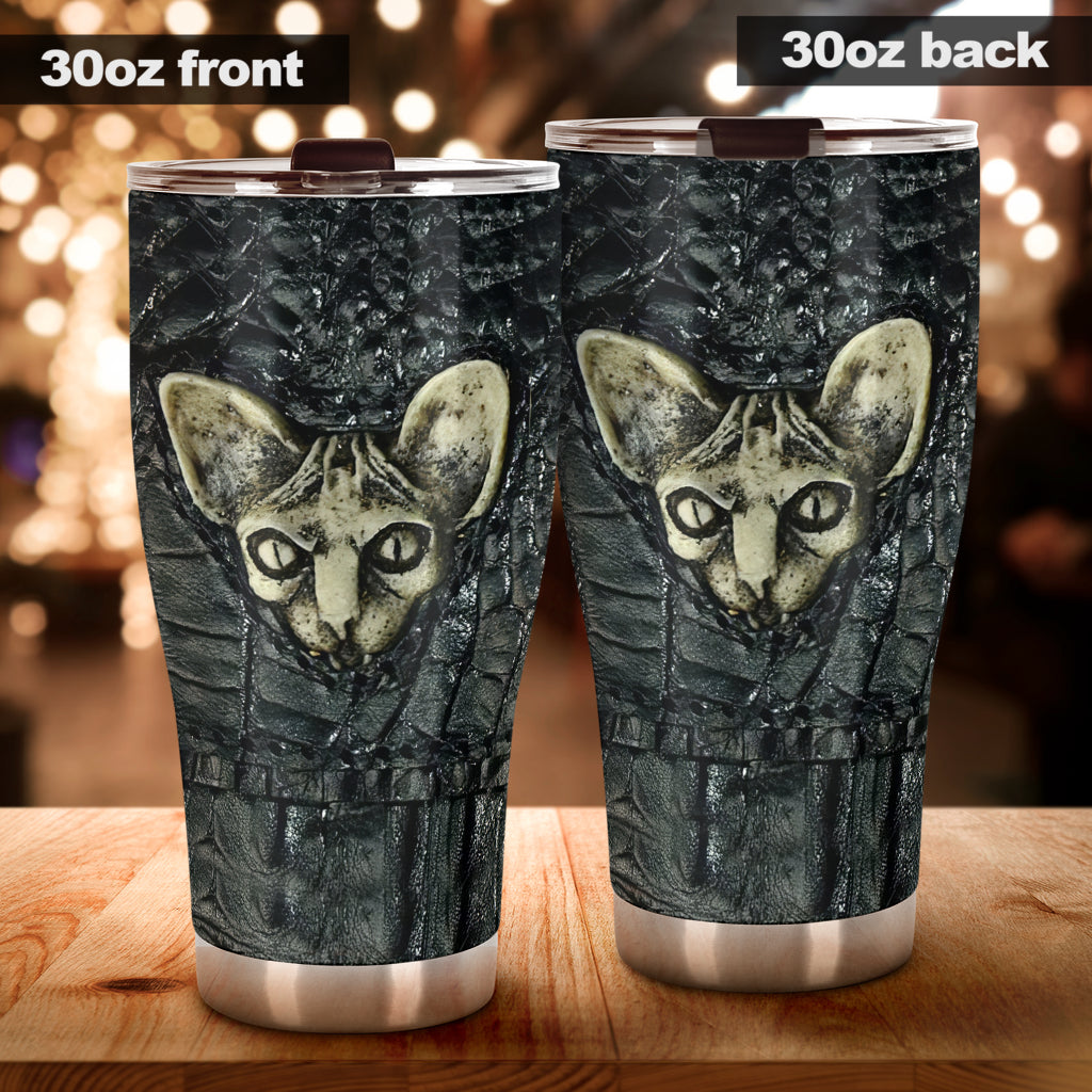 Cat Leather Pattern Print Cat Tumbler 0622