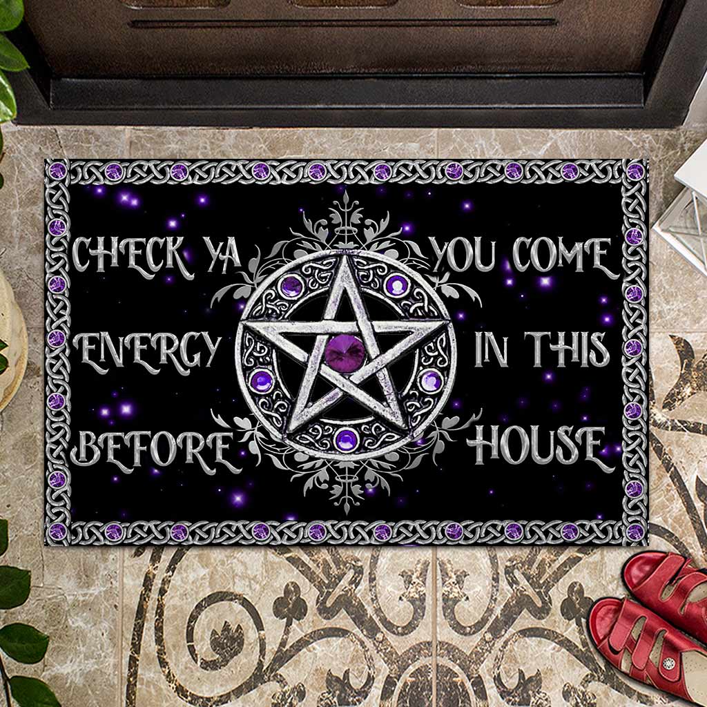 Check Ya Energy Purple Pentagram - Witch Doormat