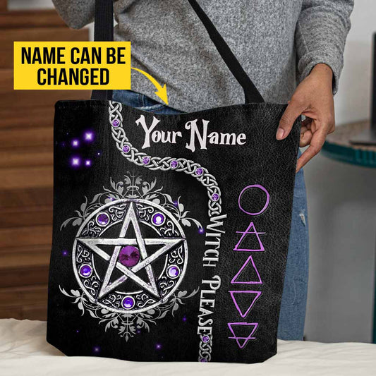 Witch Please Purple Pentagram Personalized Tote Bag