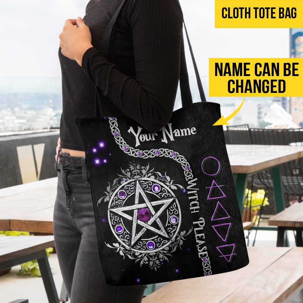 Witch Please Purple Pentagram Personalized Tote Bag