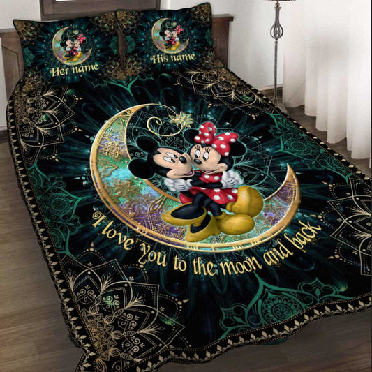 I Love You To The Moon And Back - Personalized Mouse Quilt Set