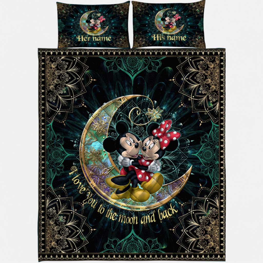 I Love You To The Moon And Back - Personalized Mouse Quilt Set