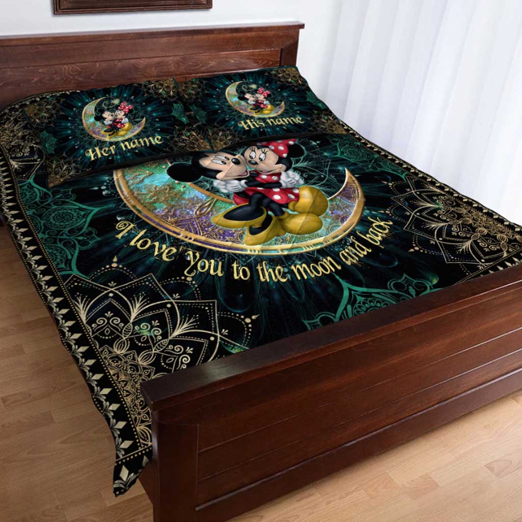 I Love You To The Moon And Back - Personalized Mouse Quilt Set