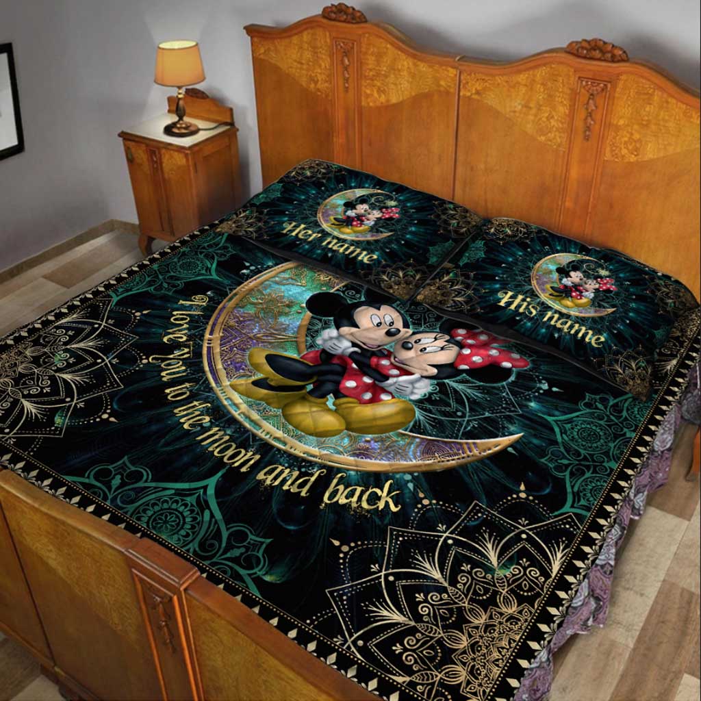 I Love You To The Moon And Back - Personalized Mouse Quilt Set