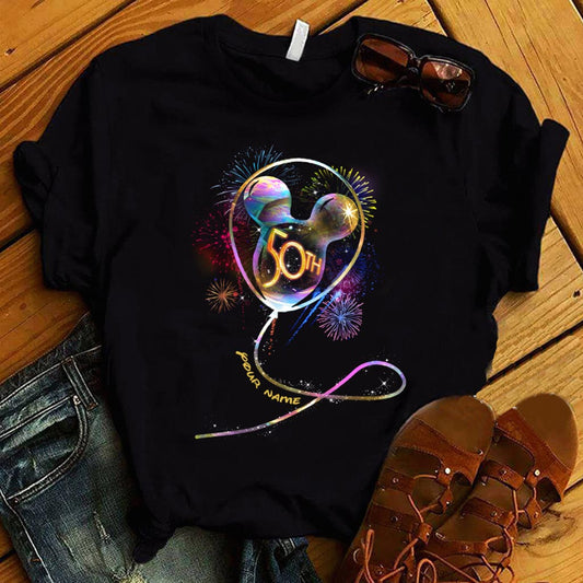 50 Years Mouse Ear Balloon EARidescent - Personalized T-shirt and Hoodie