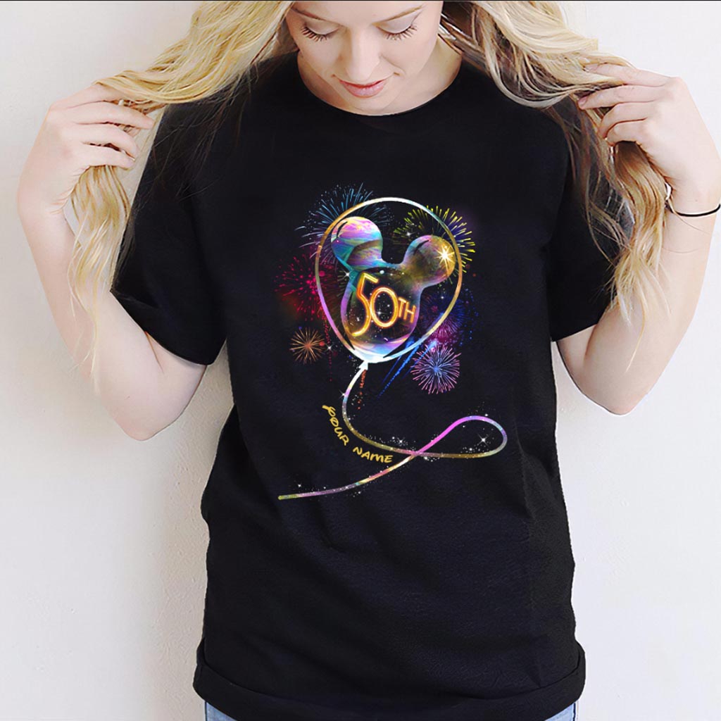 50 Years Mouse Ear Balloon EARidescent - Personalized T-shirt and Hoodie